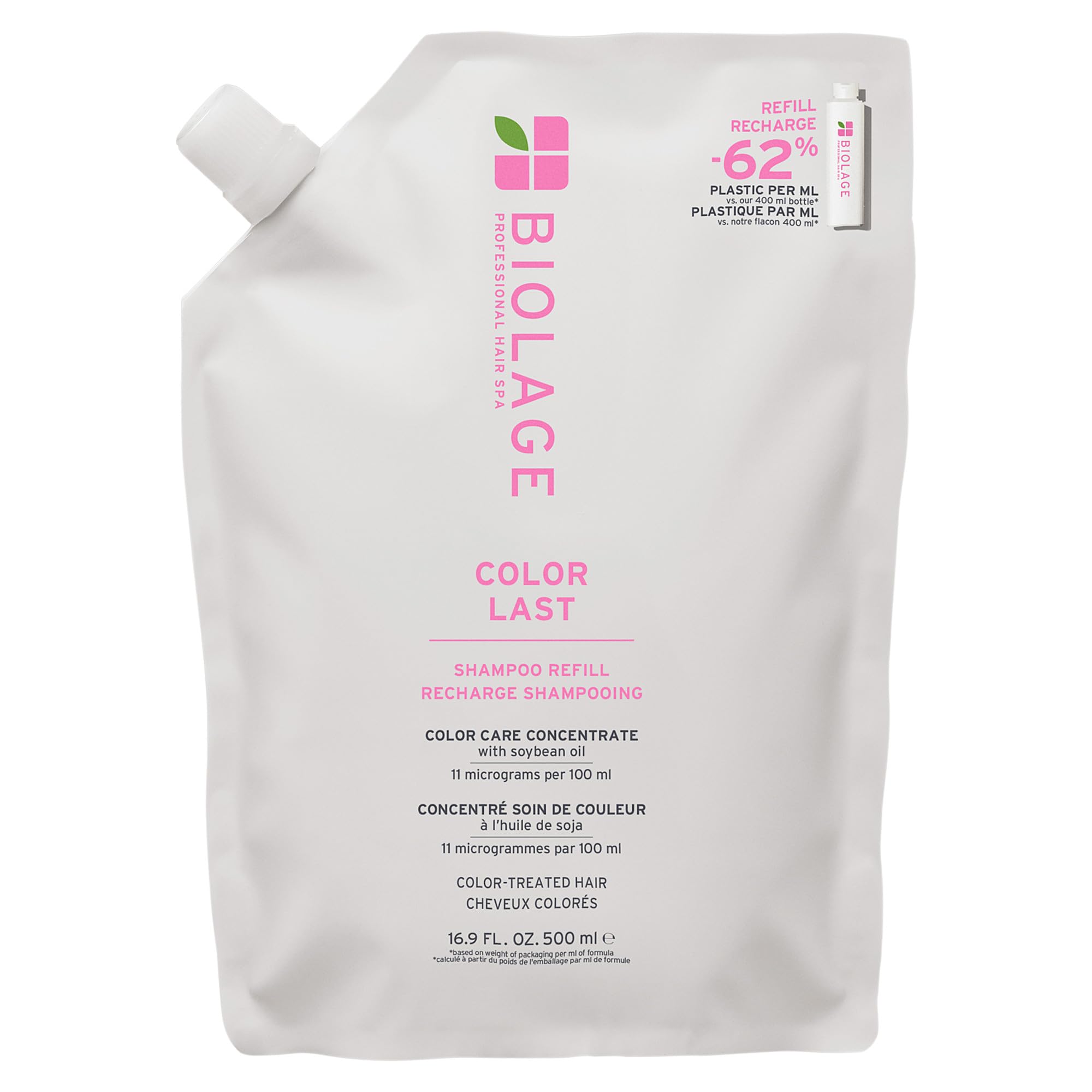 Biolage Color Last refill pouch highlights color protection for treated hair.