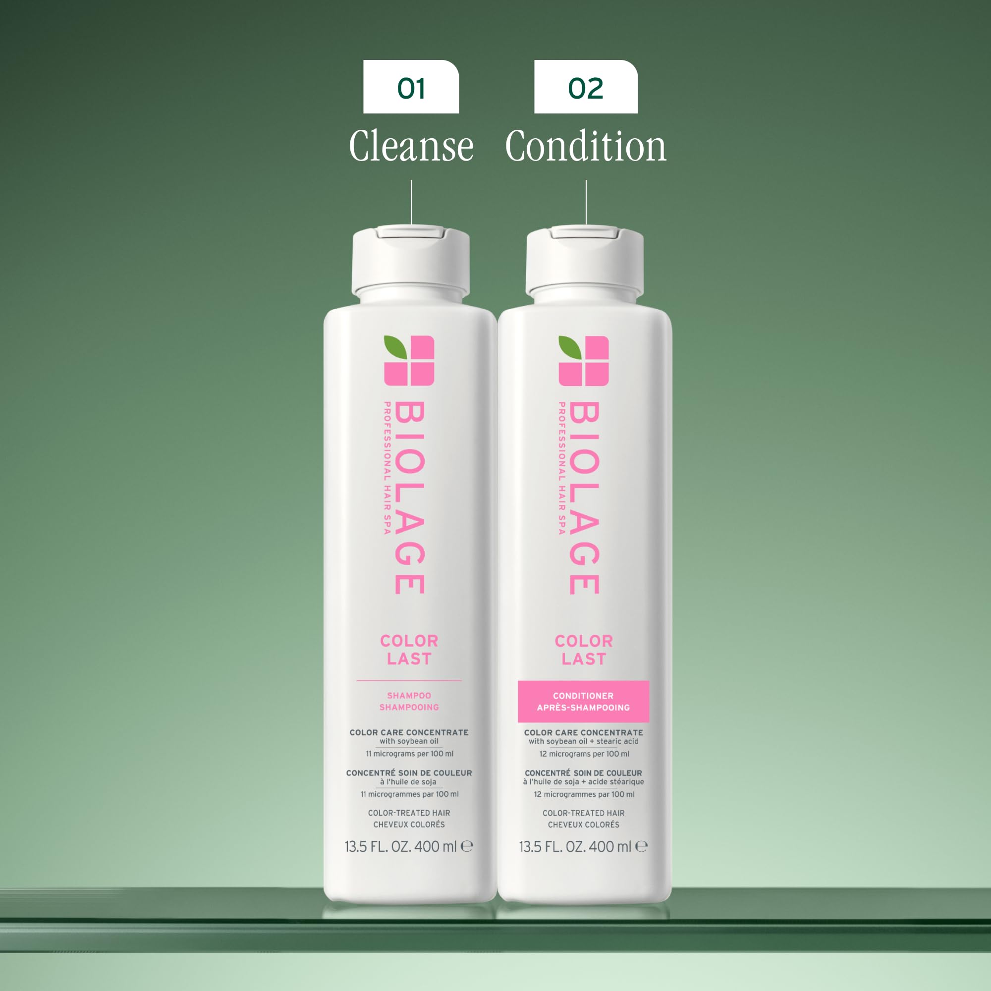 Biolage Color Last shampoo delivering a shimmering finish on color-treated strands.