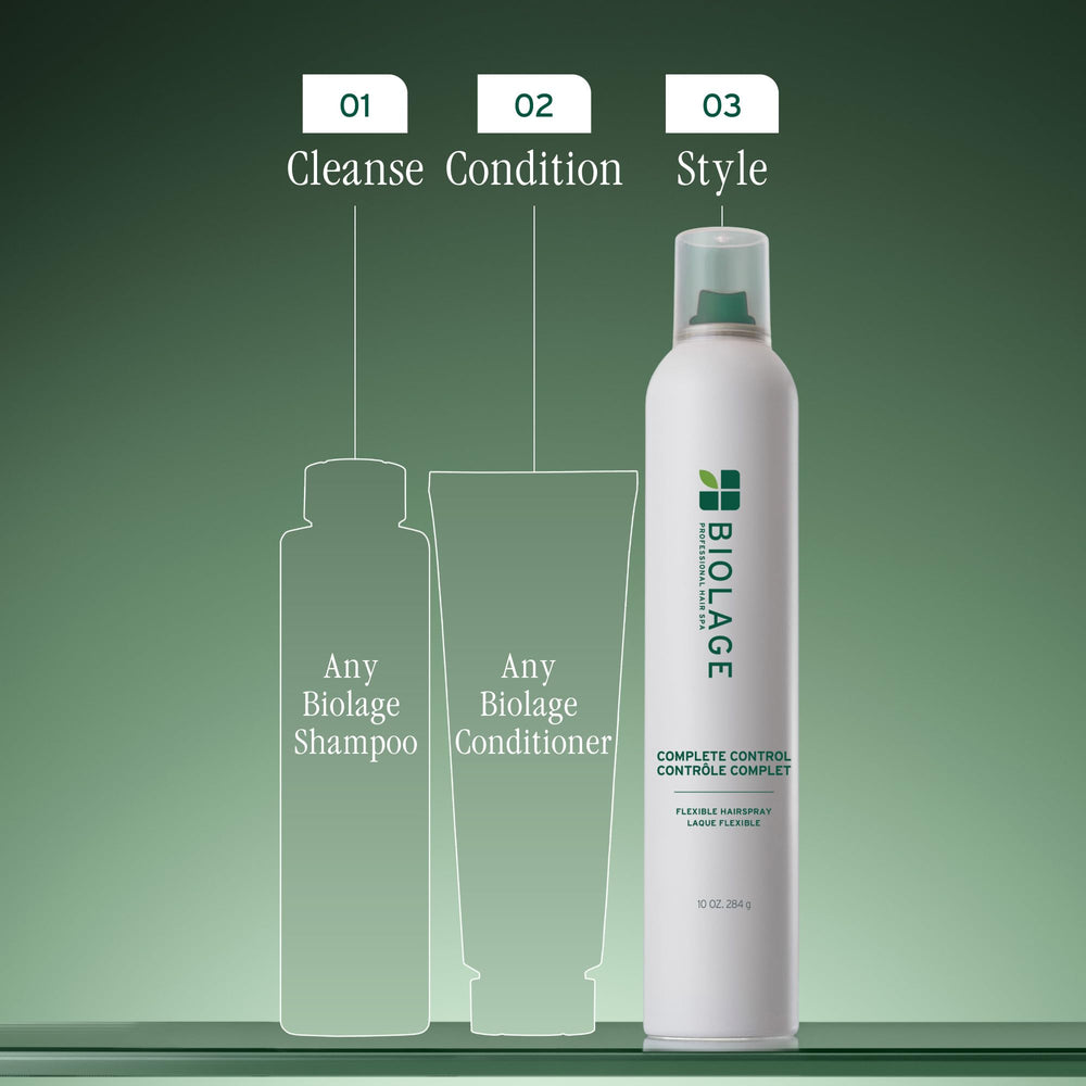 Biolage Complete Control Hairspray vegan and silicone-free formula