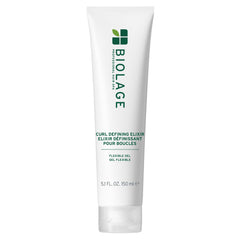 Biolage Curl Defining Elixir bottle front shows lasting curl control and shine.