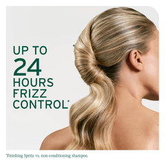 Biolage Finishing Spritz strong-hold close-up showing firm hold without sticky residue.