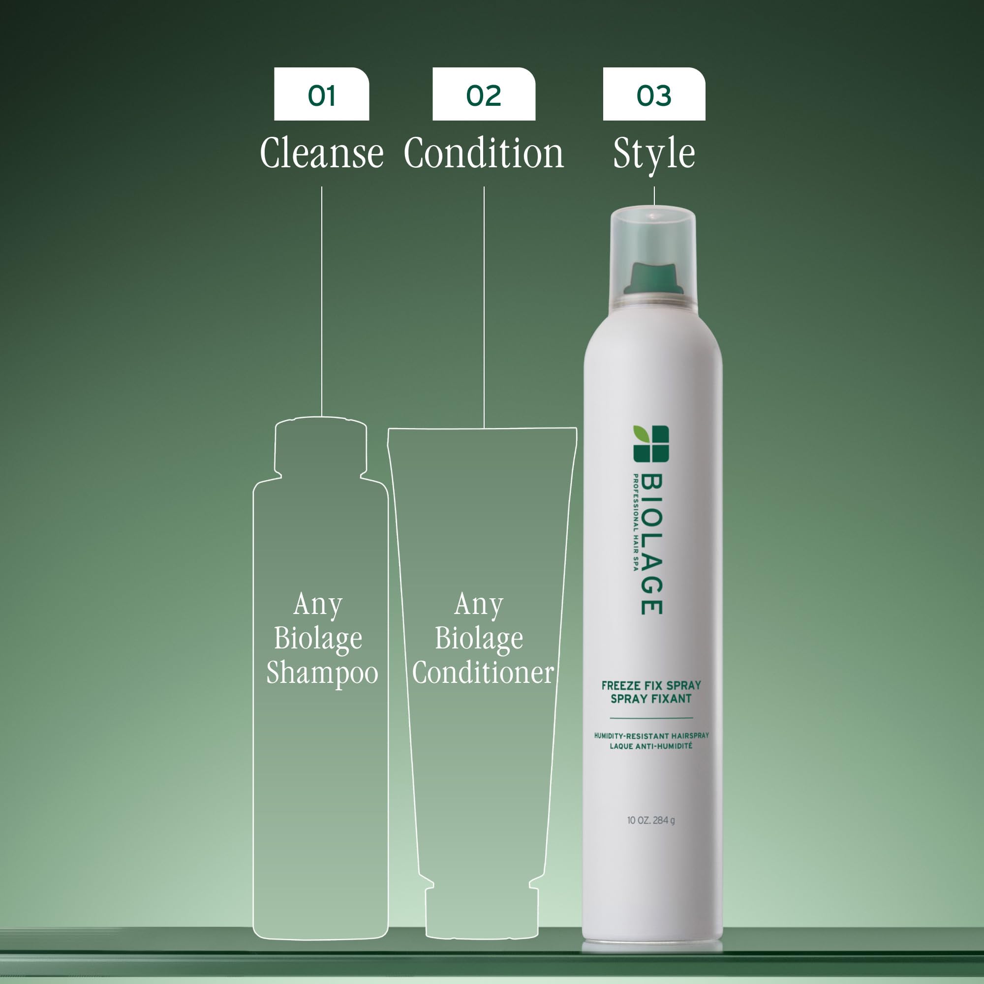 Biolage Freeze Fix hairspray fast-drying formula locks in style quickly.