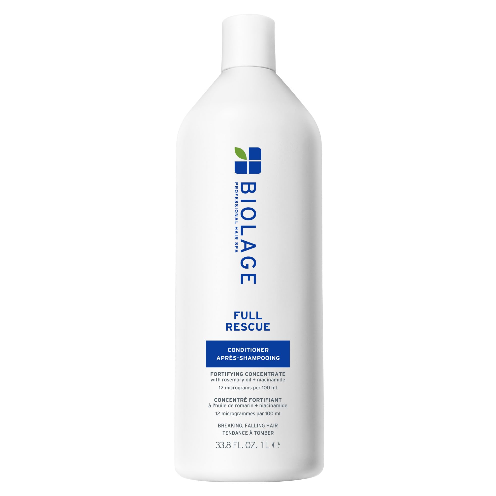 Biolage Full Rescue Conditioner bottle close-up showing vegan formula for thinning hair.