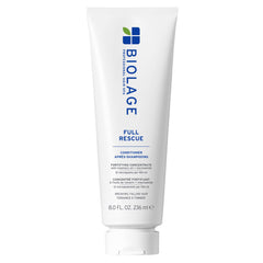 Biolage Full Rescue Conditioner bottle close-up highlighting a lightweight formula for fuller hair