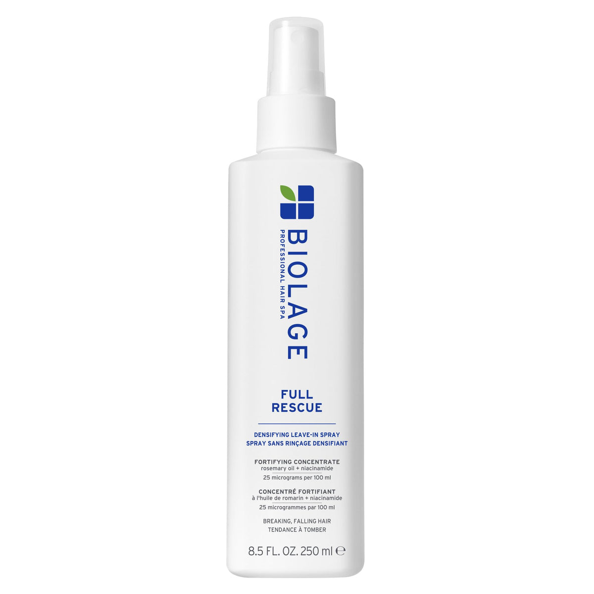 Biolage Full Rescue Leave-In Spray bottle for quick root-to-tip application