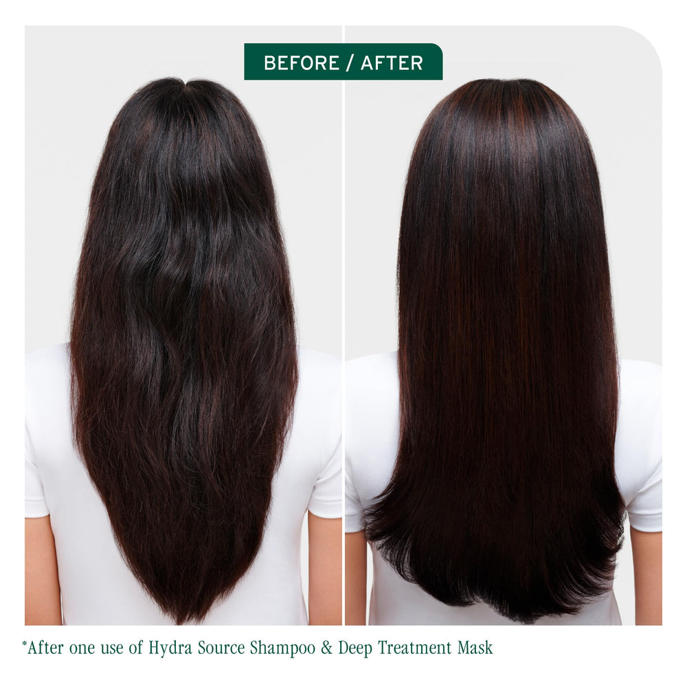 Biolage Hydra Source Deep Treatment Mask tube shows micro-filtered aloe vera benefits.