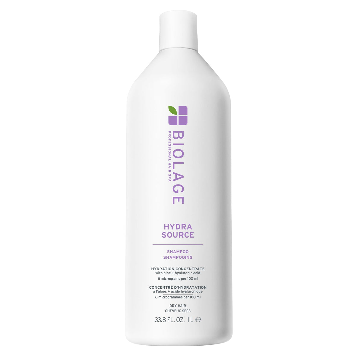 Biolage HydraSource shampoo bottle showing hydration for dry hair.
