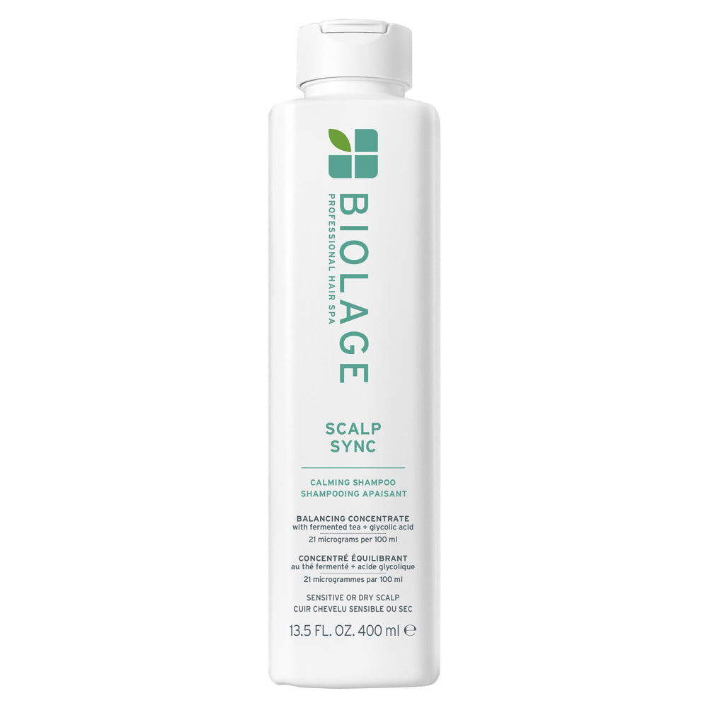 Biolage Scalp Sync Calming Shampoo bottle with weightless hydration for dry scalp.