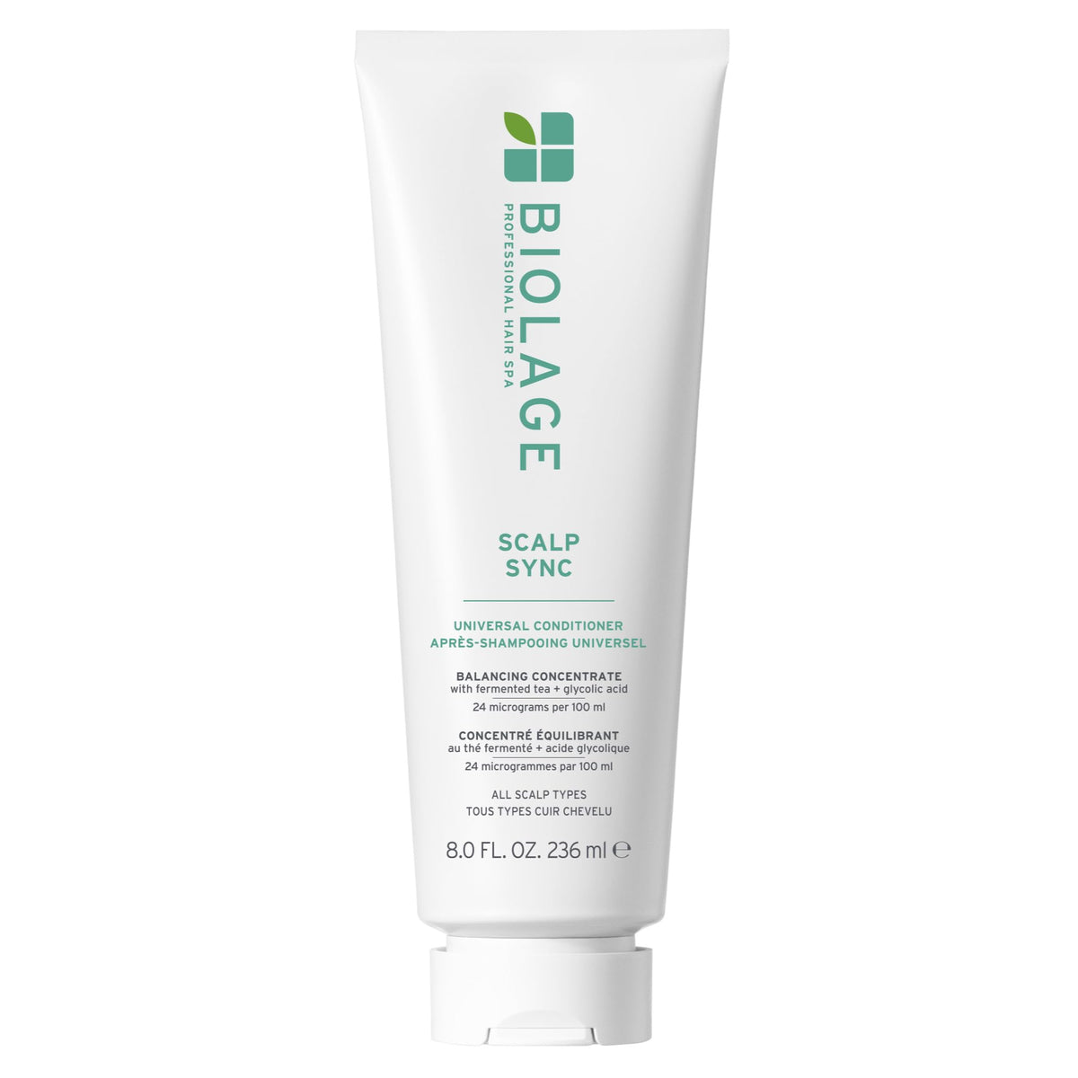 Biolage Scalp Sync Universal Conditioner front bottle shows lightweight hydration for all scalps