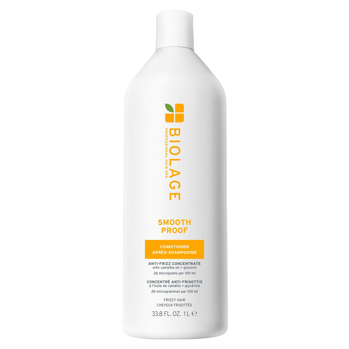 Biolage Smooth Proof Conditioner bottle showing frizz-control formula.
