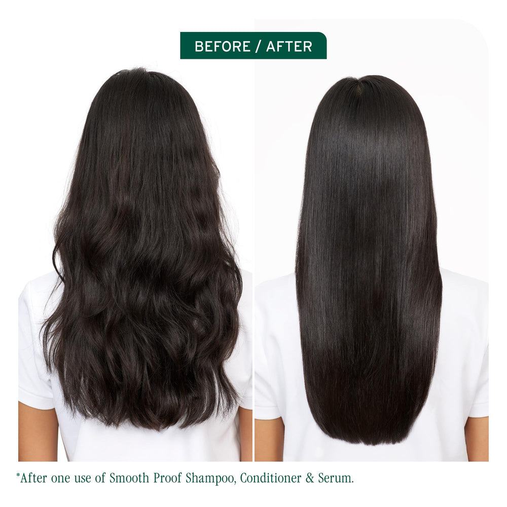 Hands applying Biolage Smooth Proof Serum to damp hair for lightweight hydration.