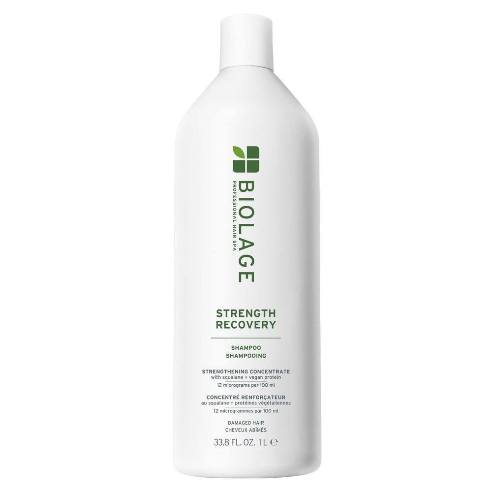 Biolage Strength Recovery Shampoo bottle front, nourishing damaged hair