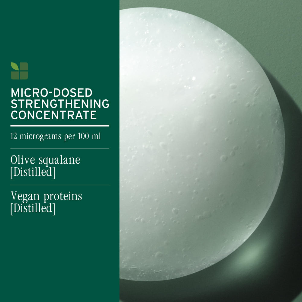 Hair close-up after Biolage Strength Recovery Shampoo shows softness and manageability.