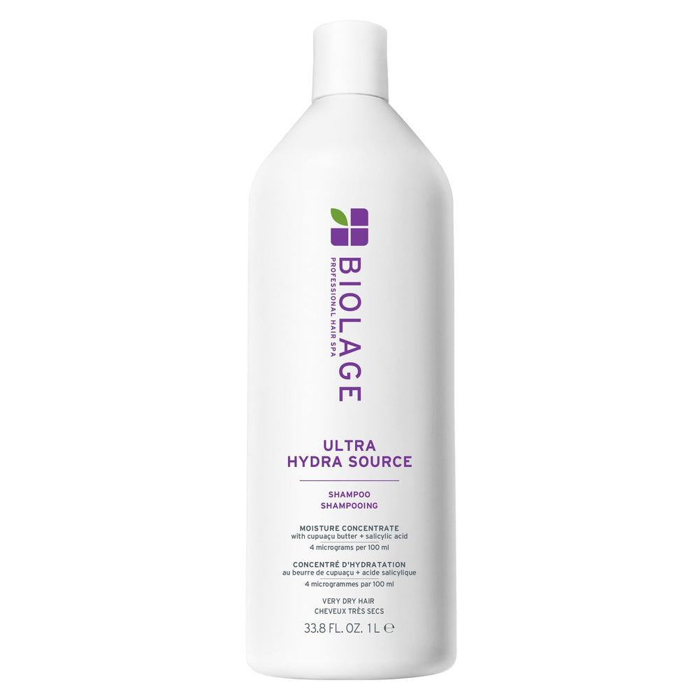 Biolage Ultra Hydra Source Shampoo bottle pouring for deep hydration