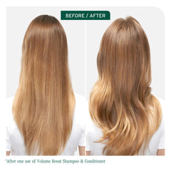 Biolage Volume Boost Conditioner bottle back view highlights vegan and paraben-free formula