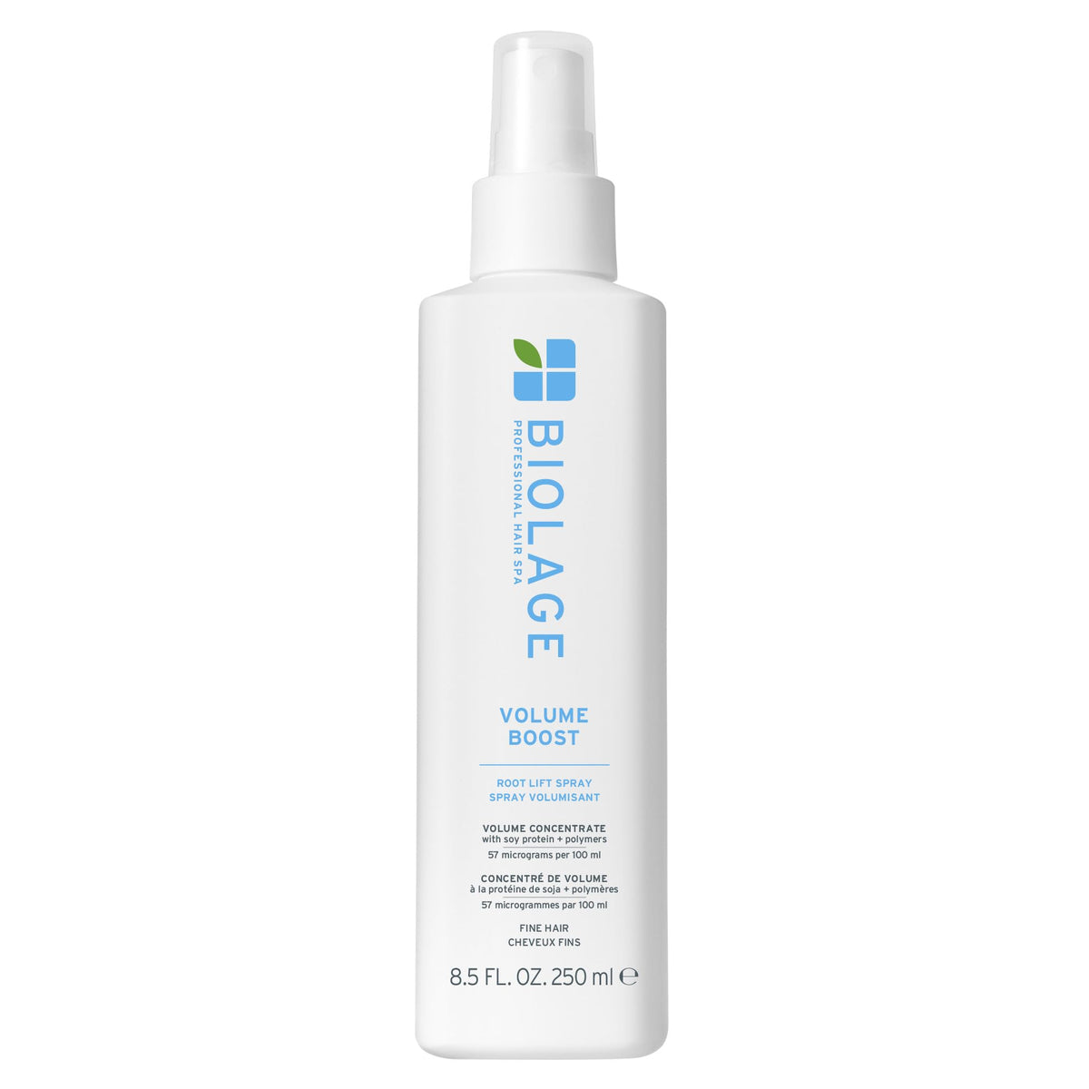 Biolage Volume Boost spray bottle front view for root lift on fine hair