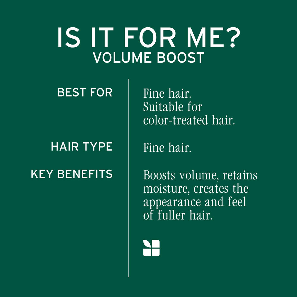Biolage VolumeBoost Shampoo with micro-filtered soy protein detail emphasizes moisture retention.