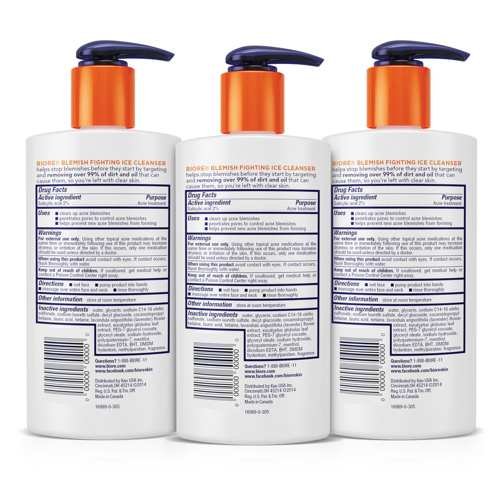 Biore ice cleanser foaming lather helps clear dirt and oil from pores.