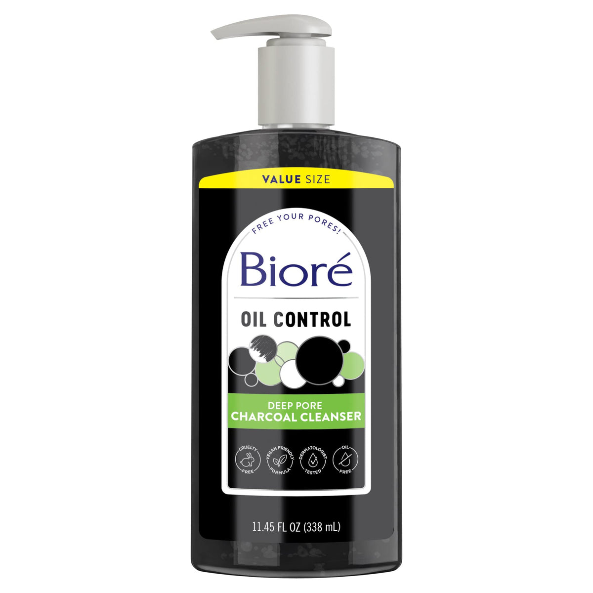Biore Deep Pore Charcoal: botella del limpiador para poros, uso diario.
