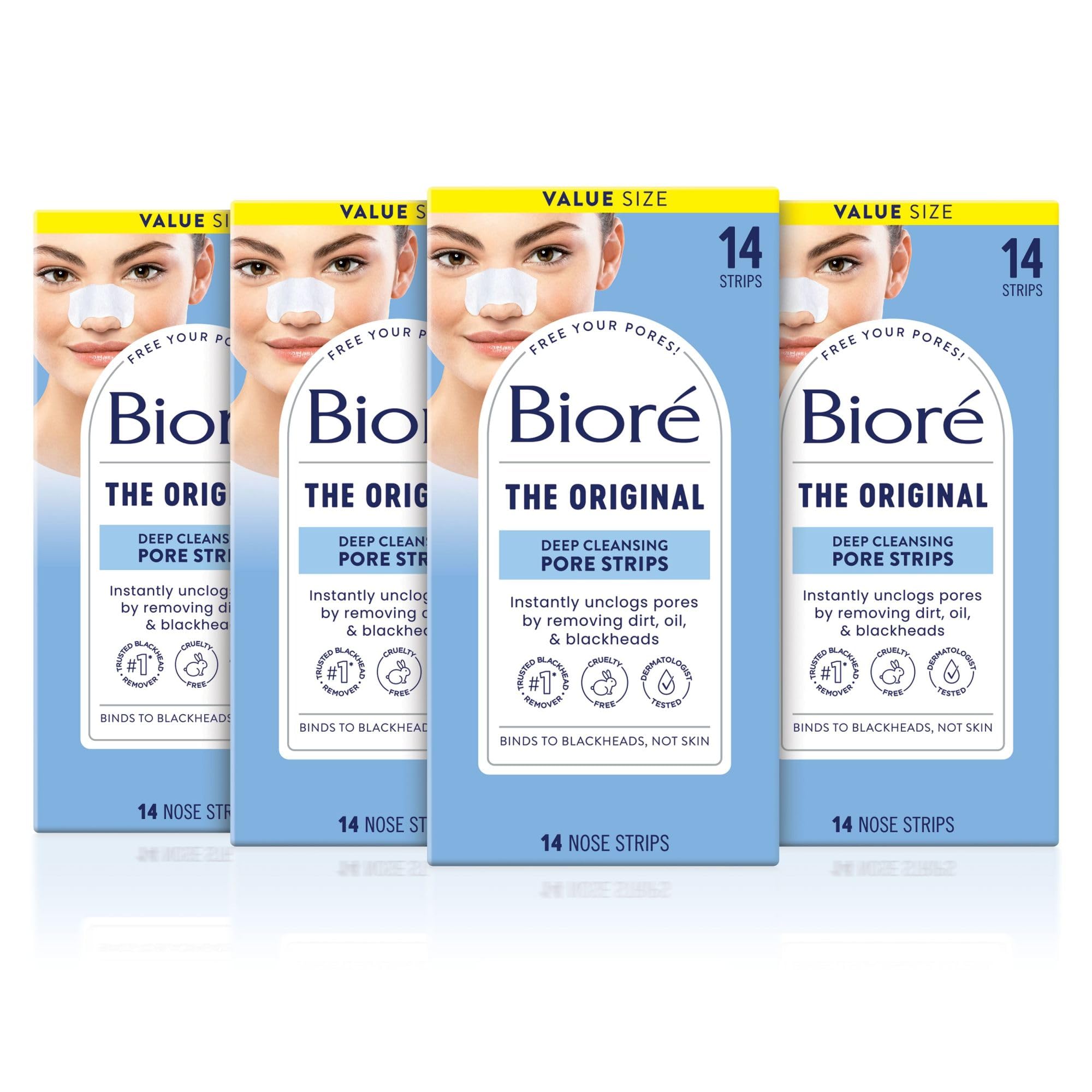 Biore Original Blackhead Remover Strips on nose showing deep cleansing