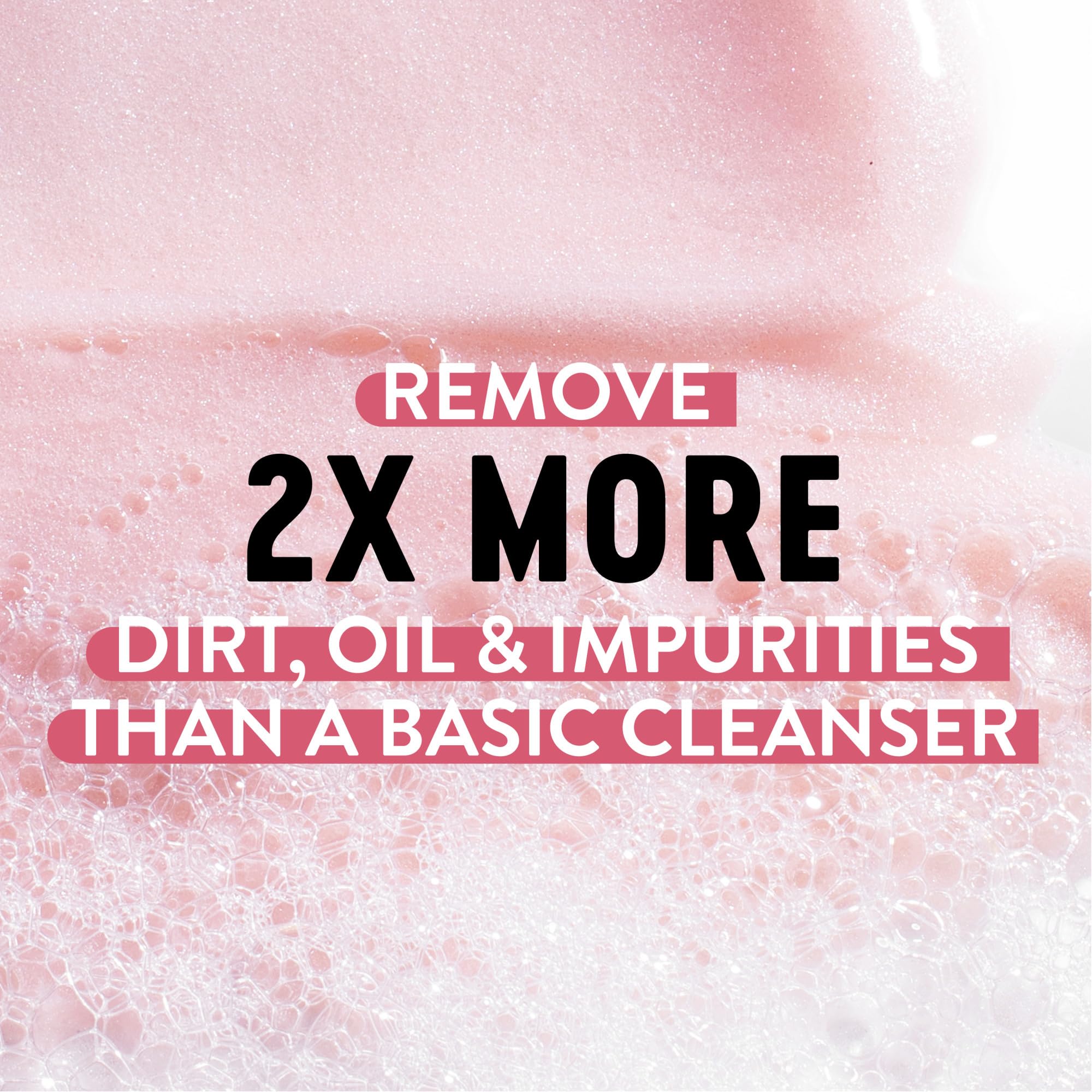 Biore Purify & Reset foaming lather demonstrates gentle charcoal cleanse.