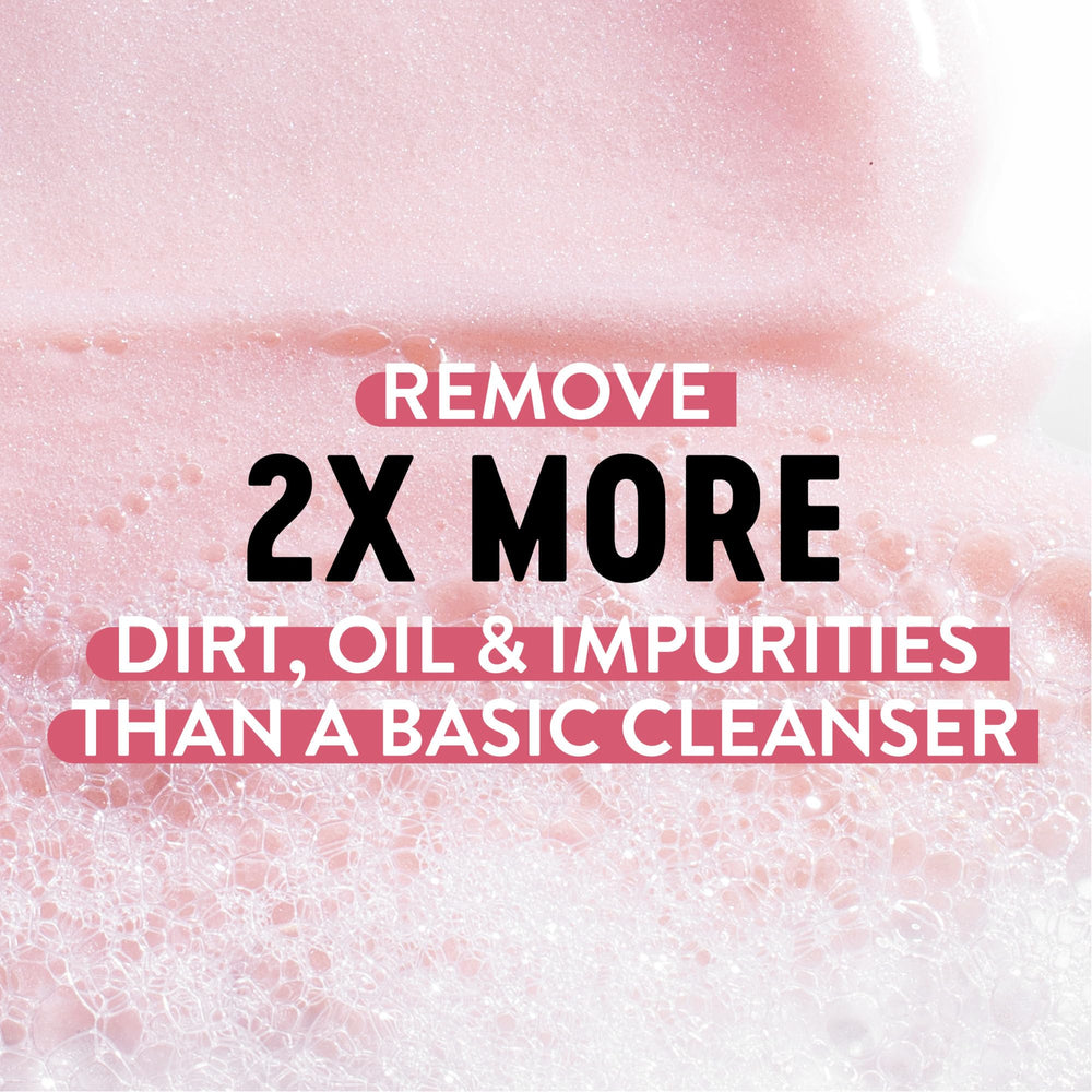 Biore Purify & Reset foaming lather demonstrates gentle charcoal cleanse.
