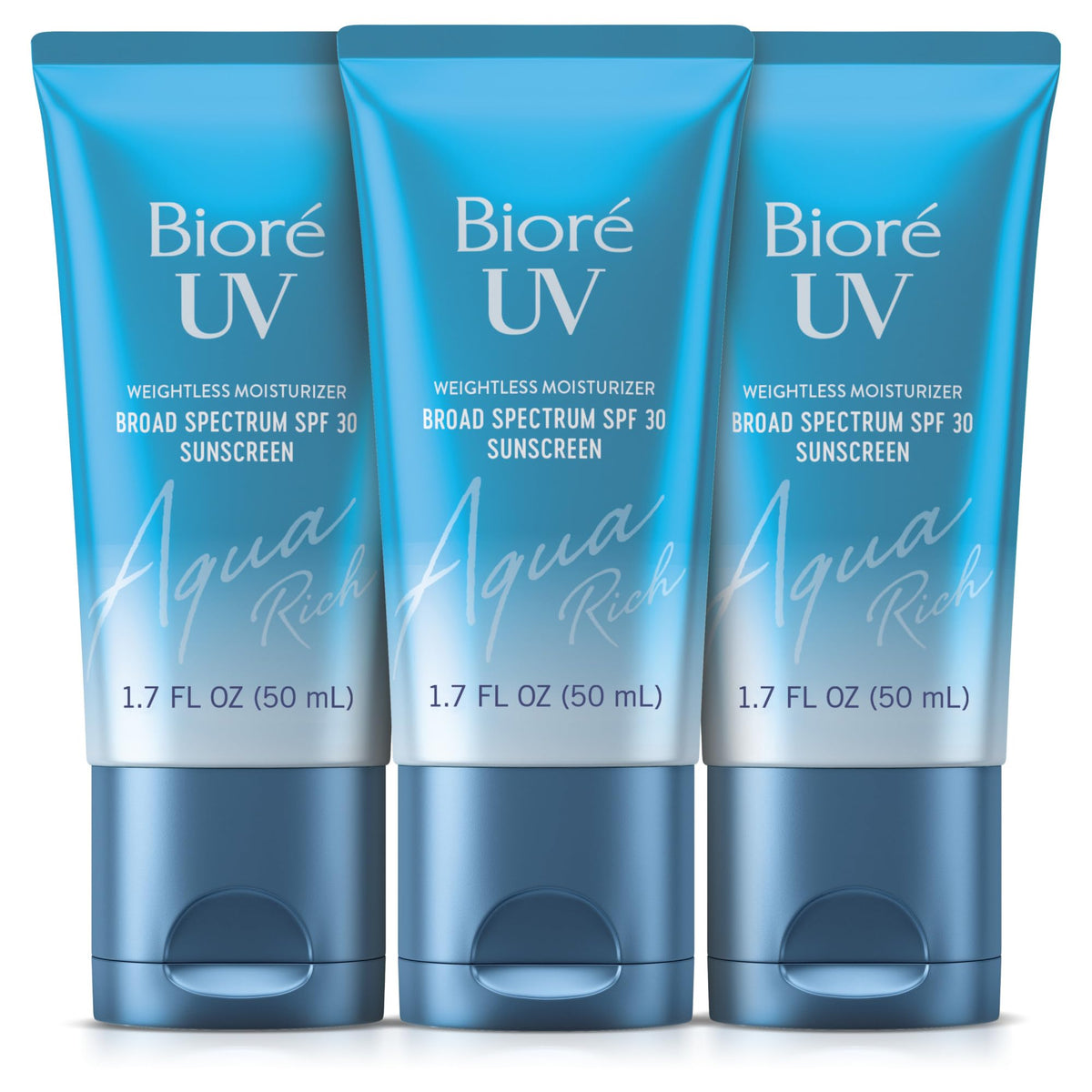 Biore UV Aqua Rich SPF 30 bottle close-up showing lightweight protection