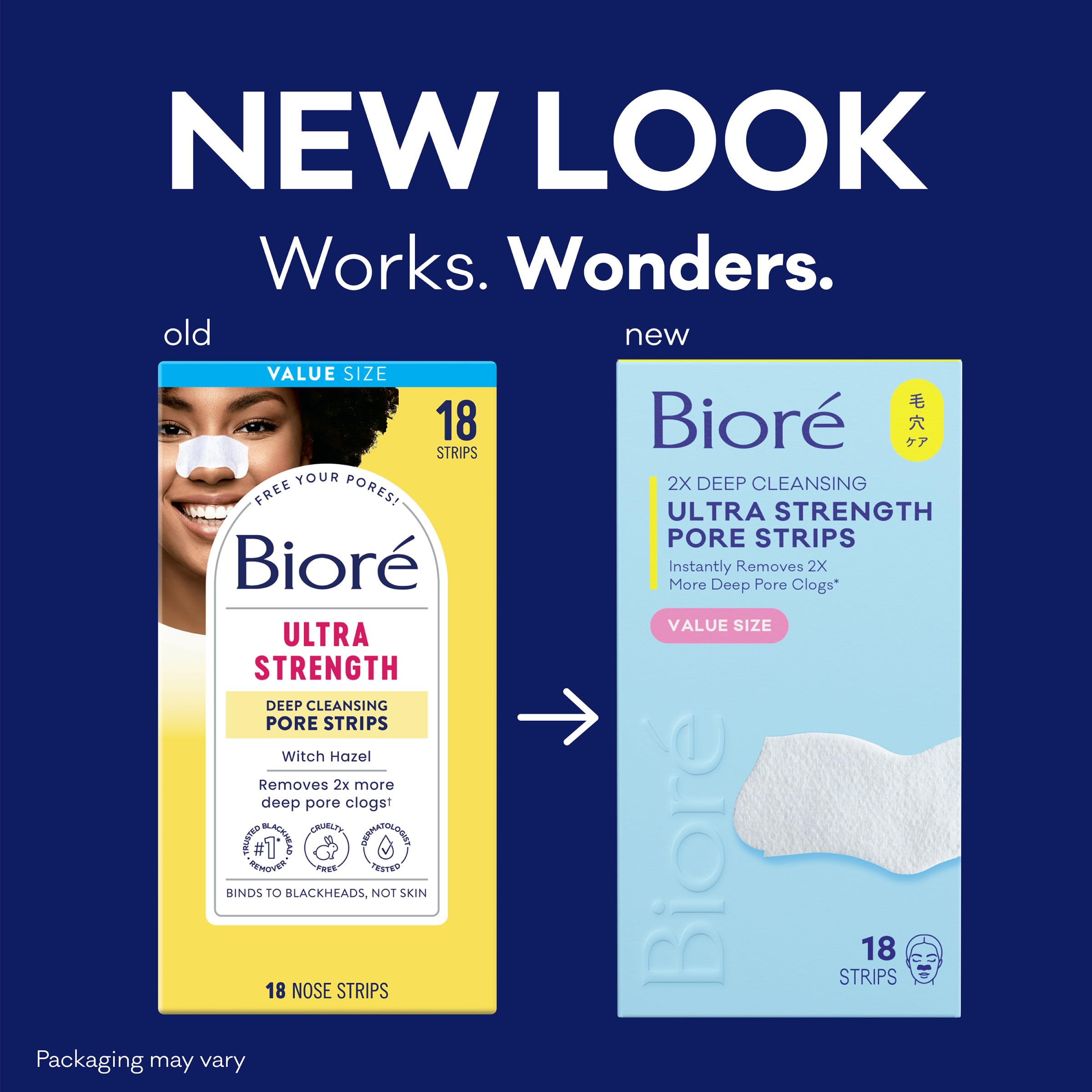Biore Witch Hazel Ultra Strength Pore Strips closeup shows strip texture for dirt removal