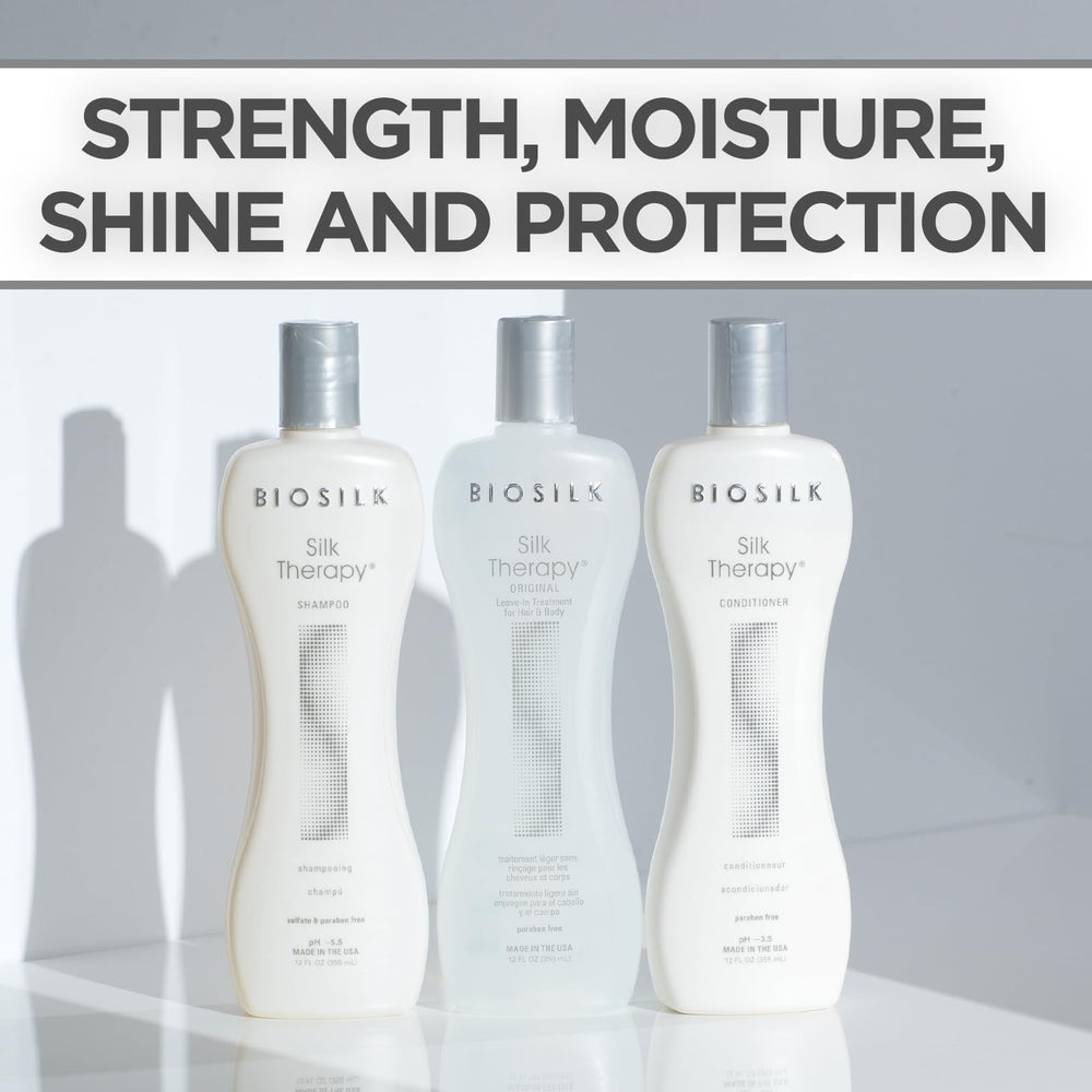 BioSilk Silk Therapy conditioner bottle delivering balanced conditioning and body.