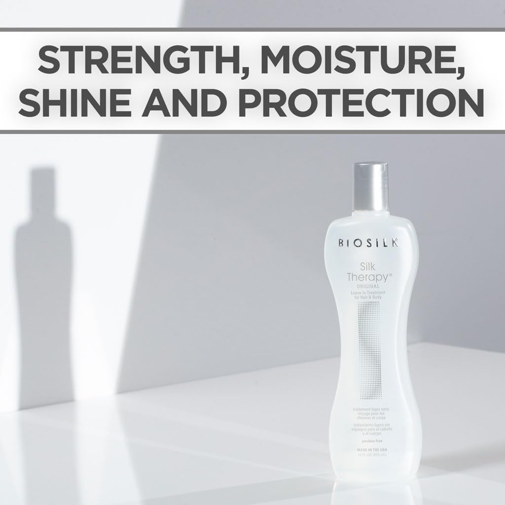 BioSilk Silk Therapy Original Cure being applied to hair for smooth control.