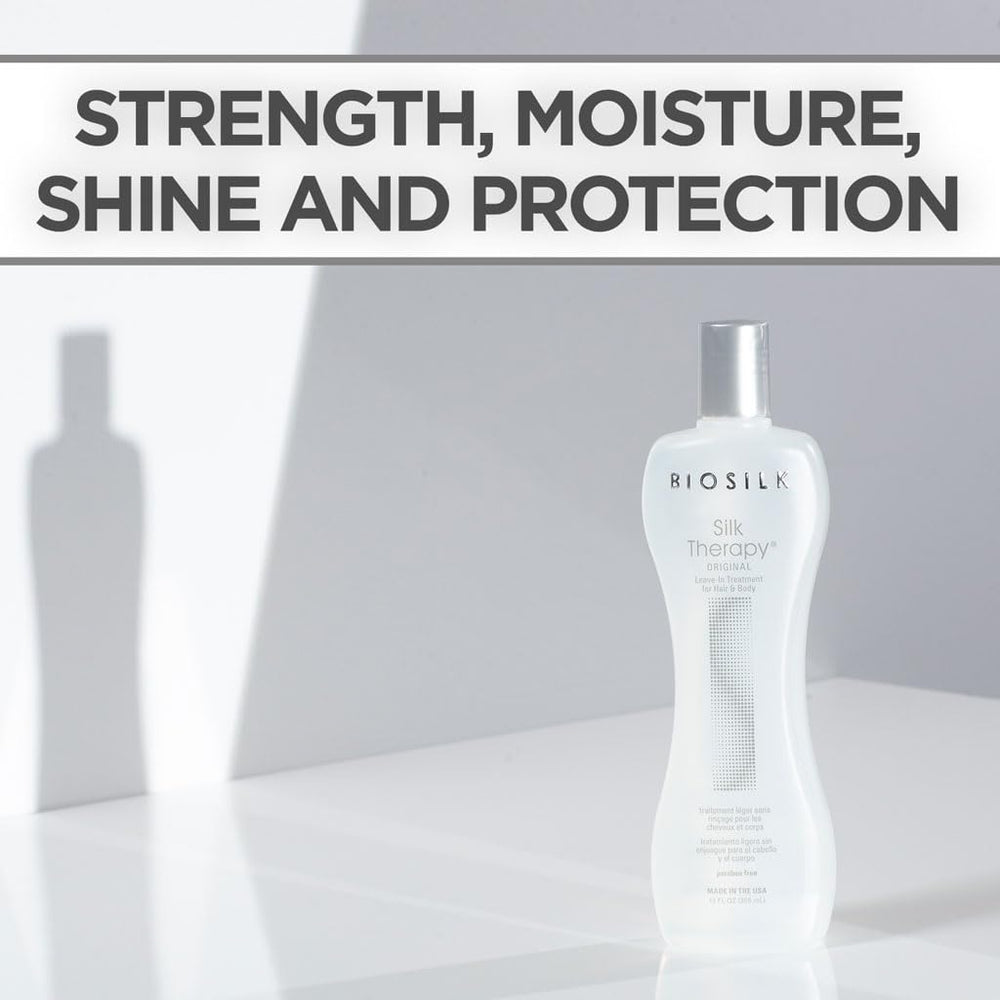 BioSilk Silk Therapy Original Cure being applied to hair for smooth control.