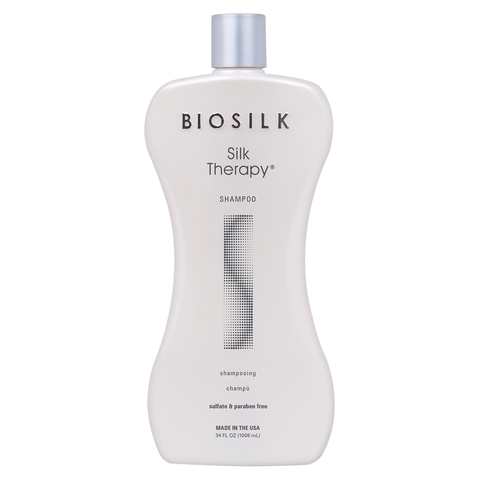 BioSilk Silk Therapy Shampoo bottle demonstrating gentle cleansing for all hair types