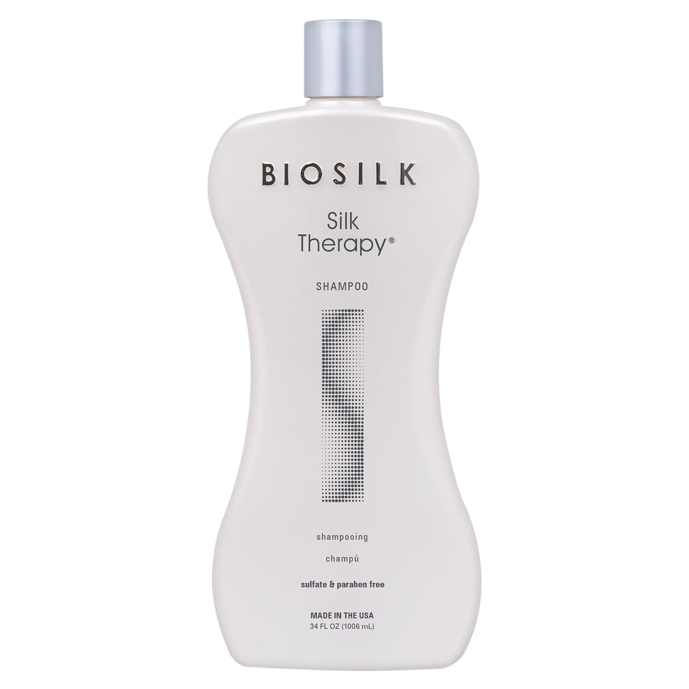 BioSilk Silk Therapy Shampoo bottle demonstrating gentle cleansing for all hair types