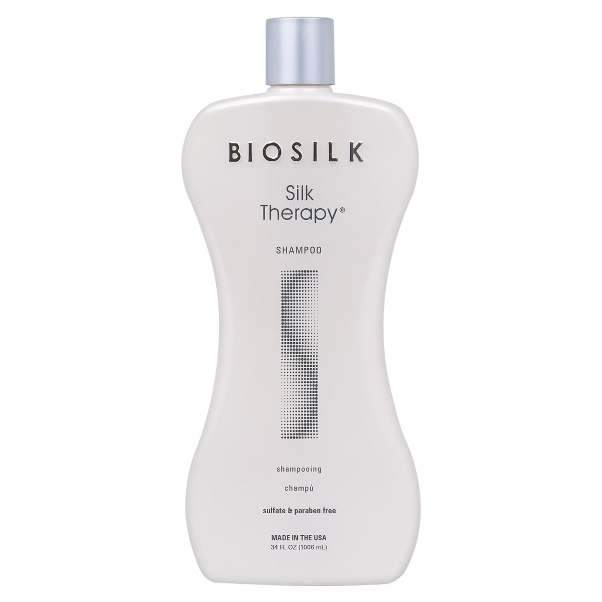 BioSilk Silk Therapy Shampoo bottle demonstrating gentle cleansing for all hair types