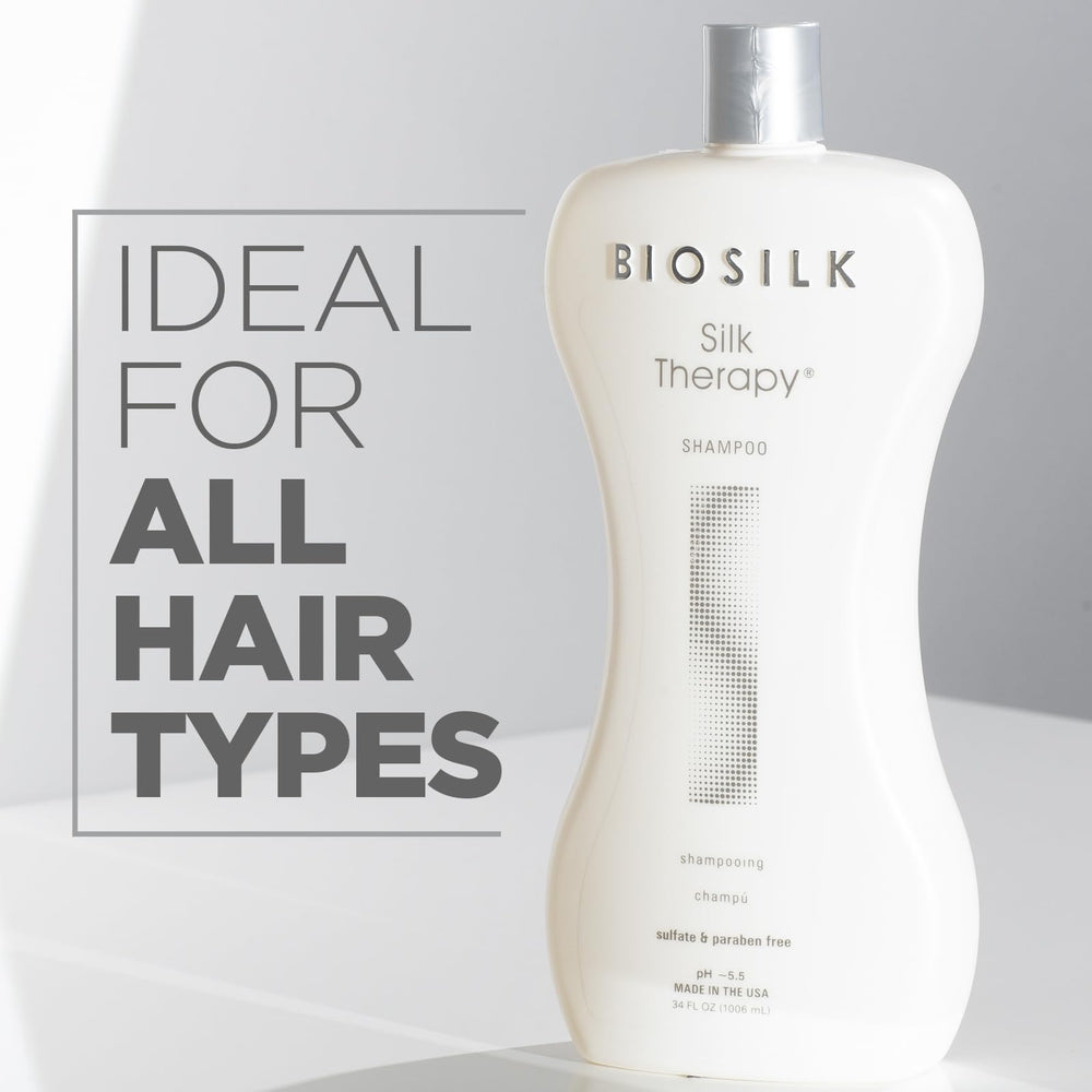 BioSilk Silk Therapy Shampoo lather delivering silk protein conditioning for shine