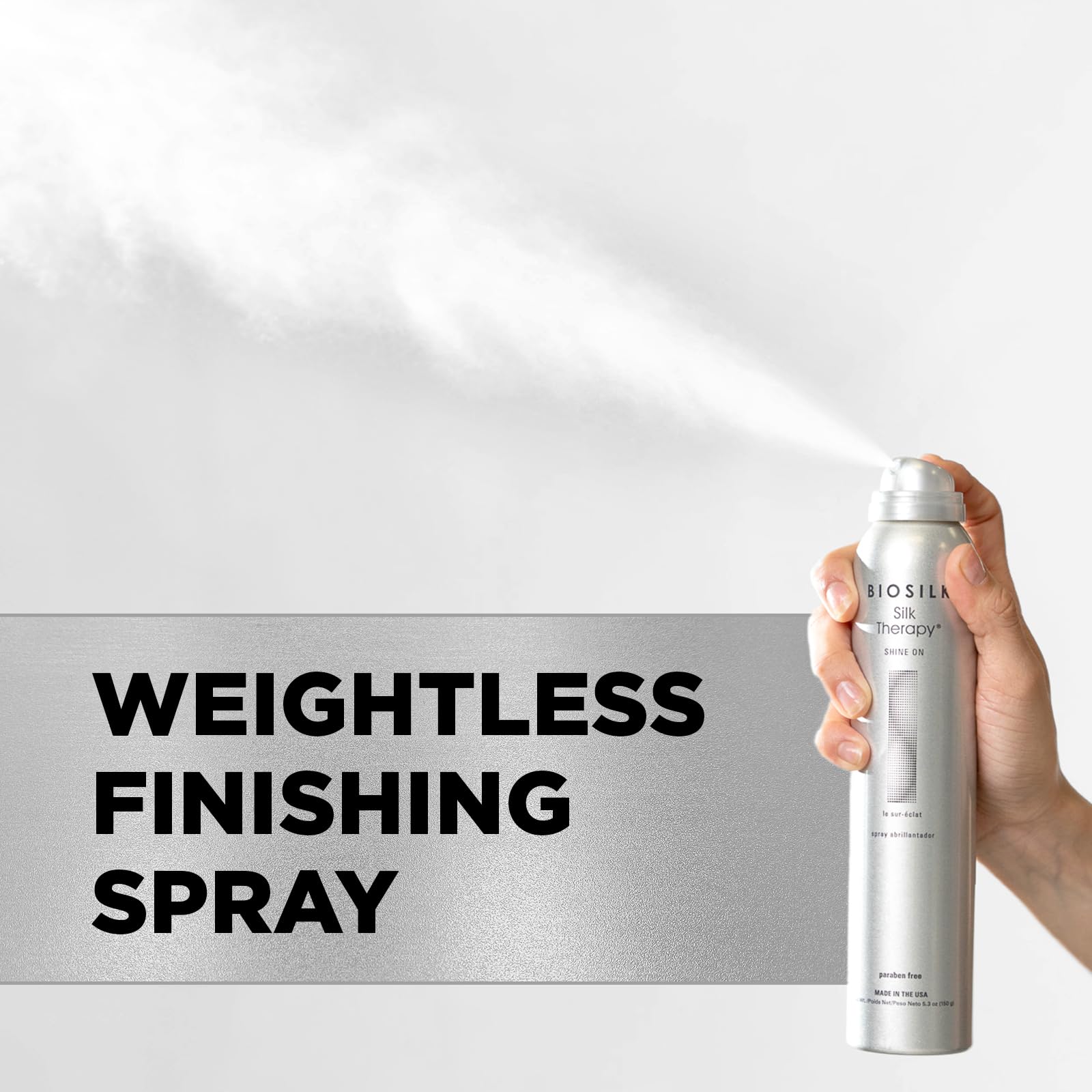 BioSilk Silk Therapy Shine On: spray para peinado que mantiene estilos con brillo.