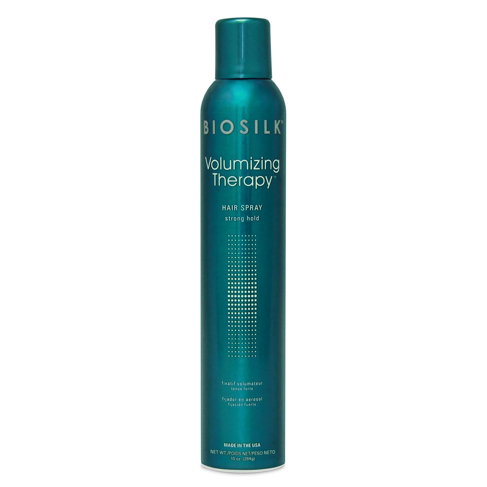 BioSilk Terapia Voluminizadora: botella y aplicación para volumen y brillo duradero.