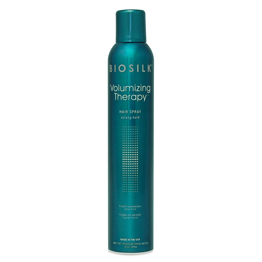 BioSilk Terapia Voluminizadora: botella y aplicación para volumen y brillo duradero.