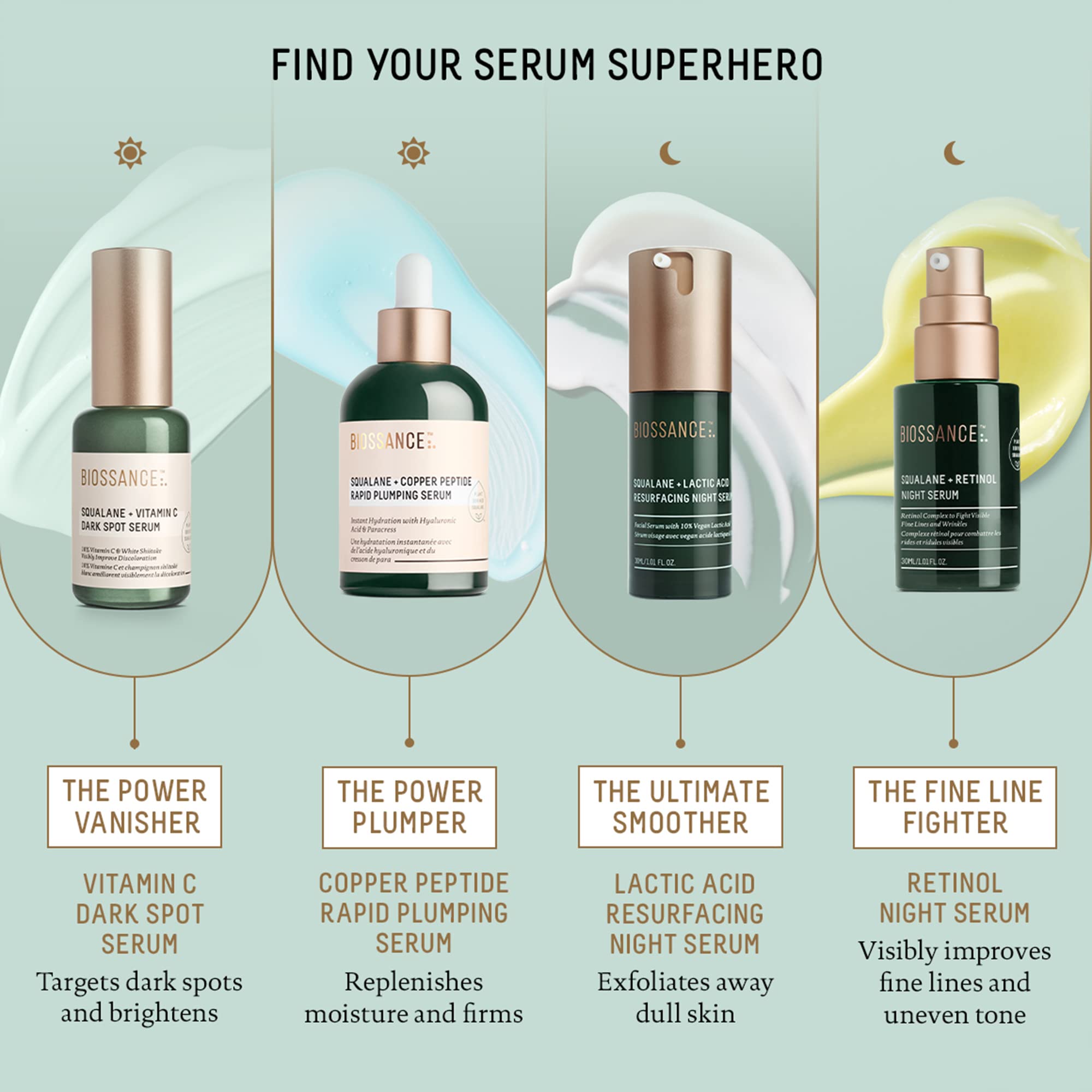 BIOSSANCE Night skincare routine step emphasizes simple nightly regimen.