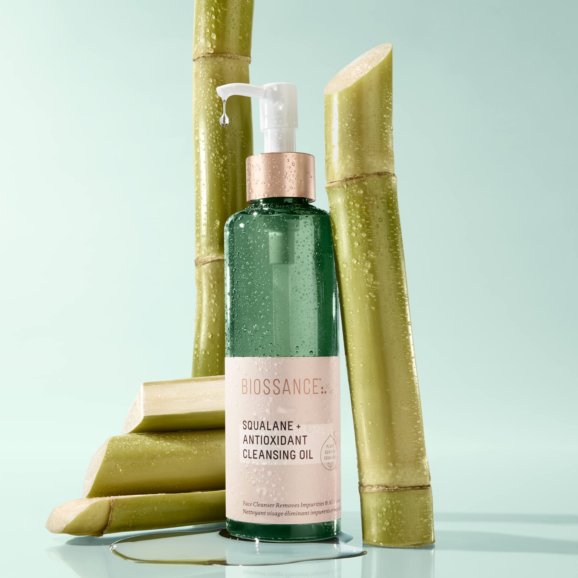 Biossance emulsified oil rinses away makeup and impurities