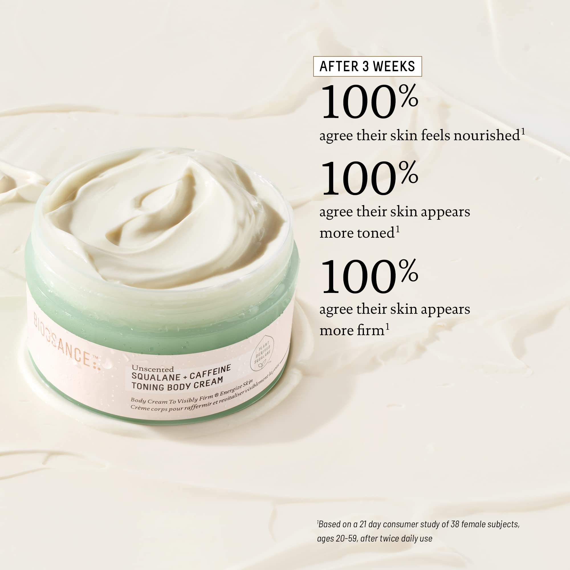 Cream applied in circular motions to target firmness and elasticity
