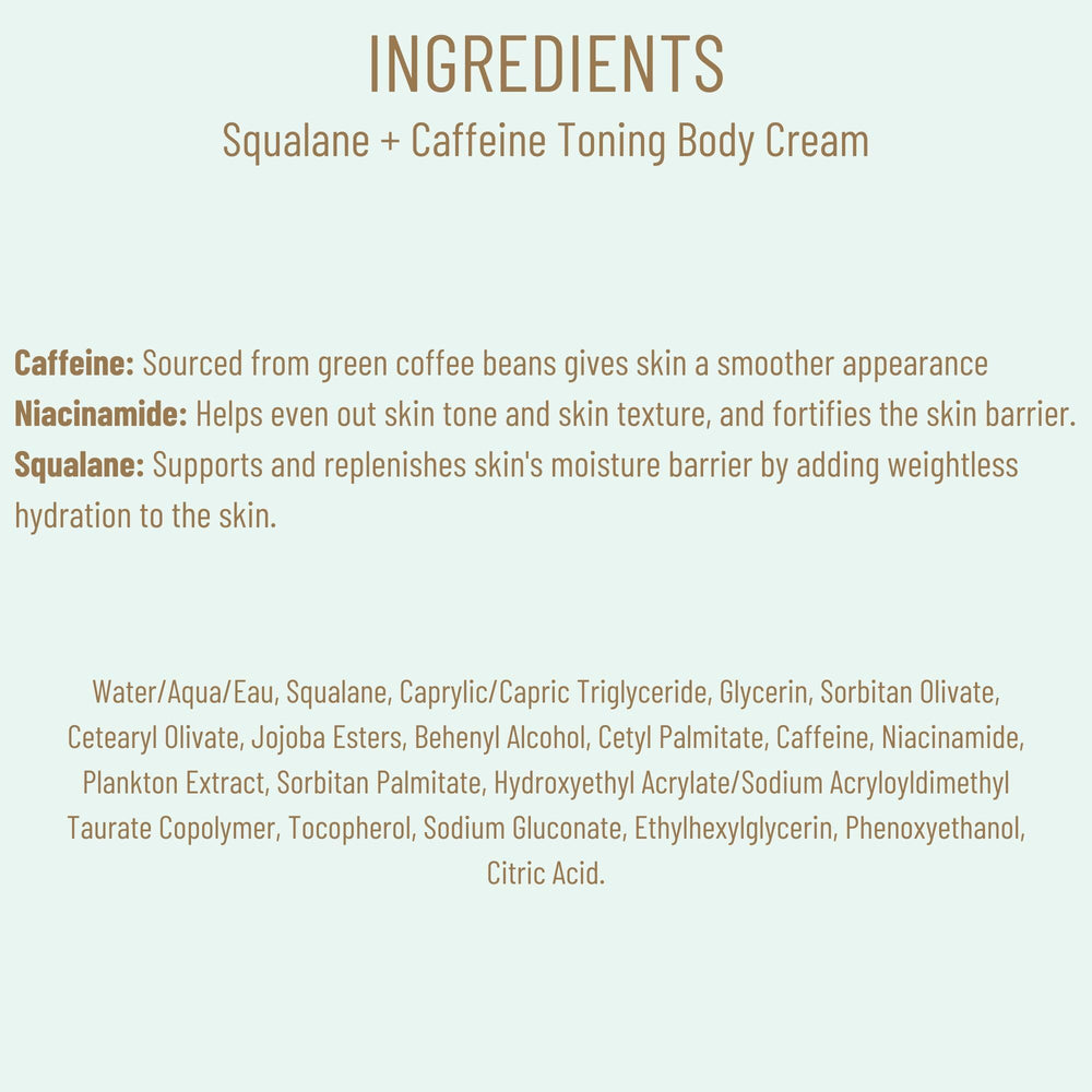 Biossance Squalane + Caffeine Toning Body Cream fragrance-free for sensitive skin