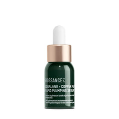 BIOSSANCE Squalane + Copper Peptide serum bottle closeup for instant hydration.