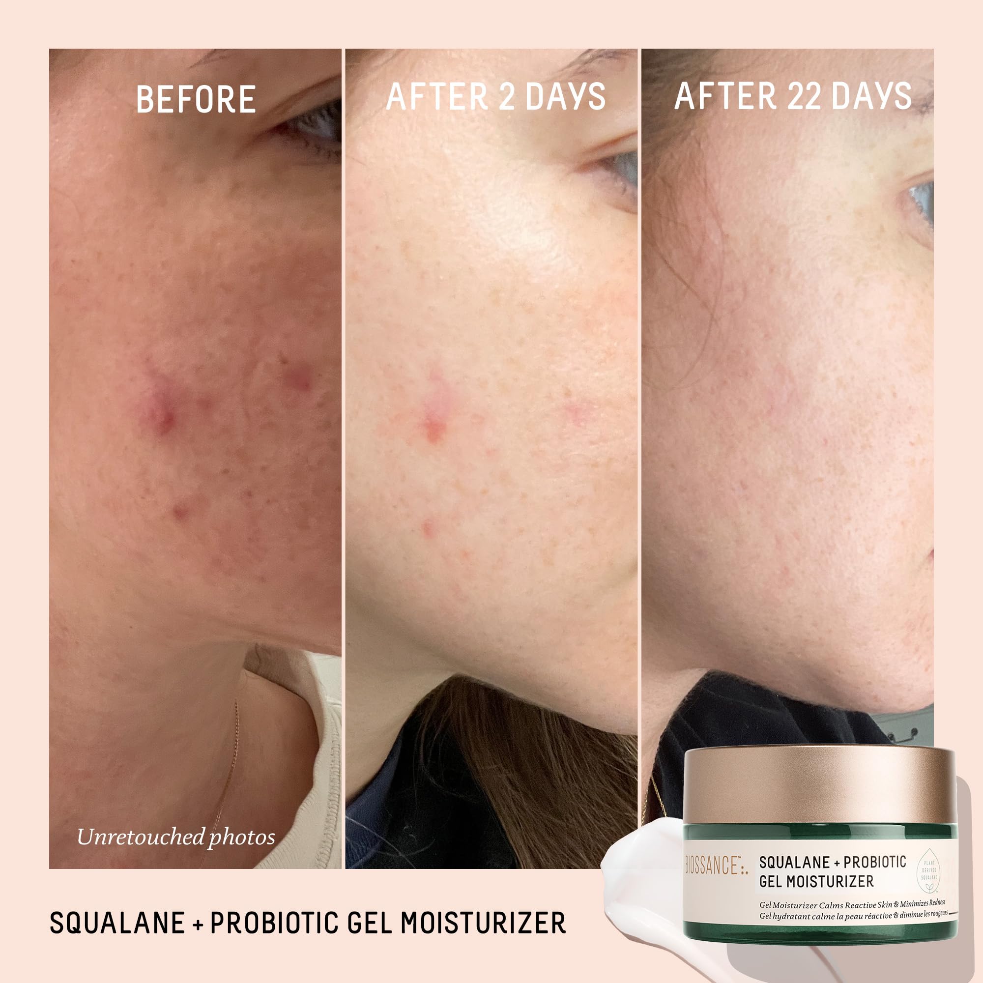 BIOSSANCE gel moisturizer night routine step demonstrates soothing hydration