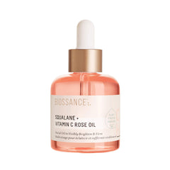 BIOSSANCE Squalane + Vitamin C Rose Oil bottle for radiant, hydrated skin