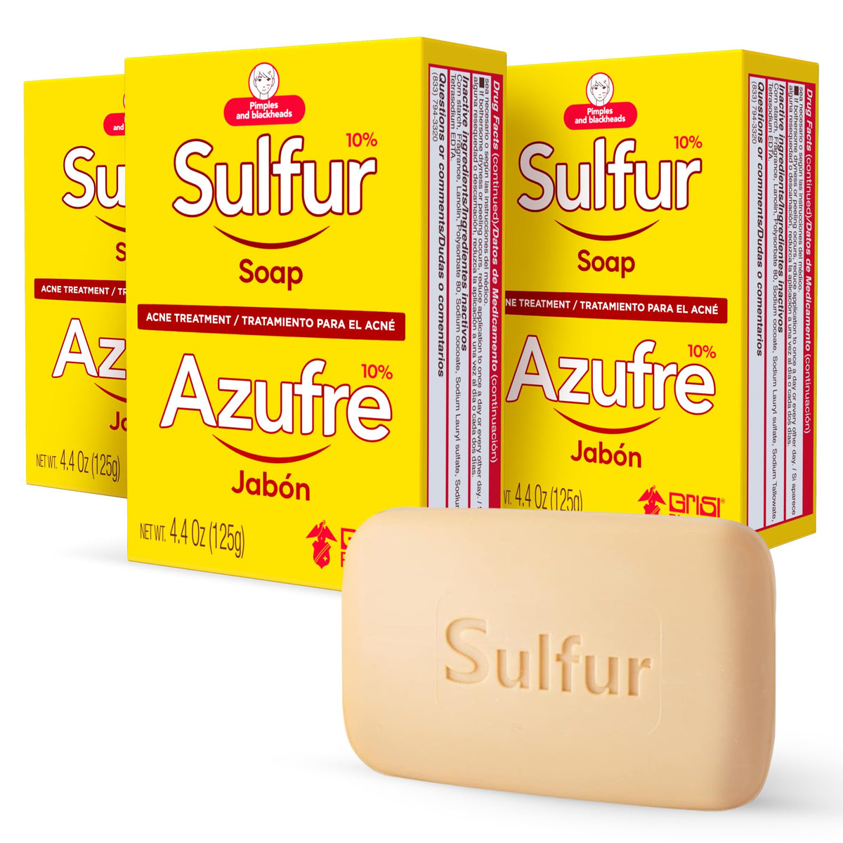 Biosulfur Grisi jabon azufre espuma para limpieza facial suave