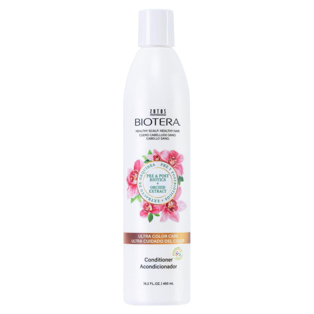 Biotera acondicionador para color: botella frontal, cuidado suave para el cabello teñido.