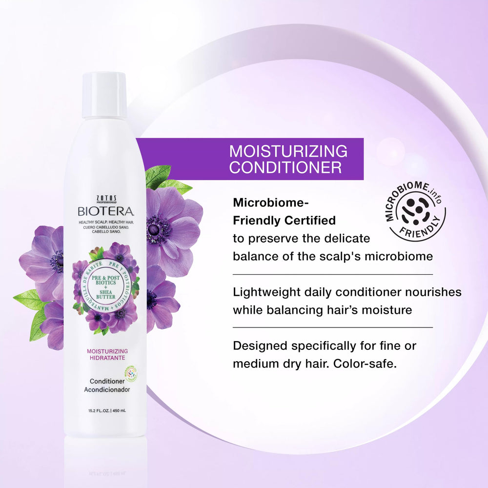 Biotera Acondicionador Hidratante, textura cremosa visible suaviza sin pesadez para cabello seco