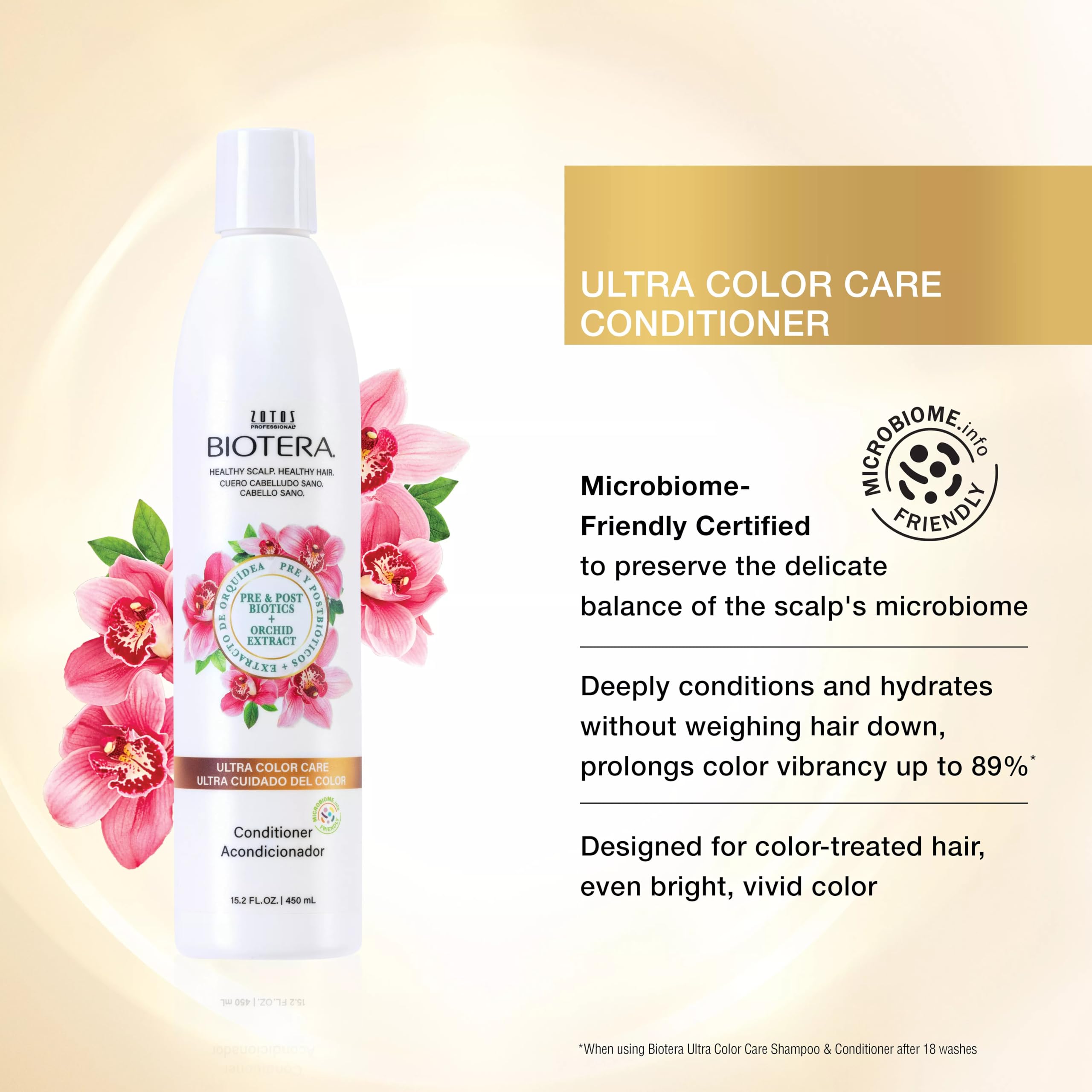 Biotera acondicionador color vivo: textura cremosa para una aplicación suave.