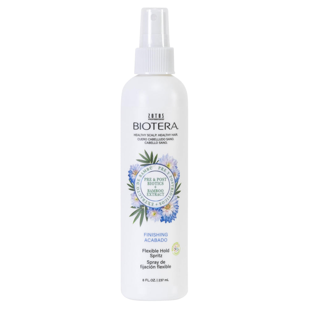 Biotera Aerosol de fijación flexible con textura instantánea y brillo suave